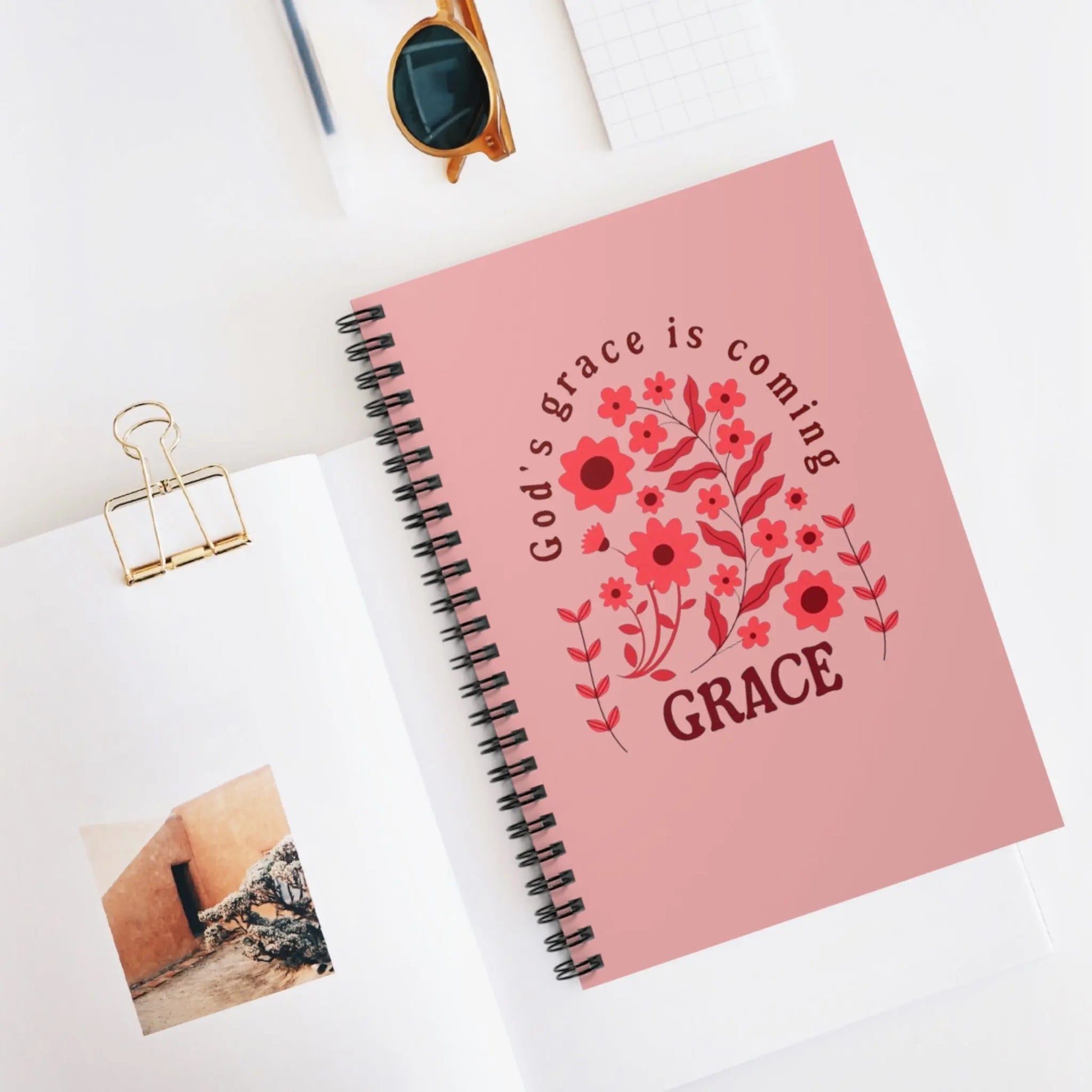 Graceful Floral Spiral Notebook - His Love Is Everlasting